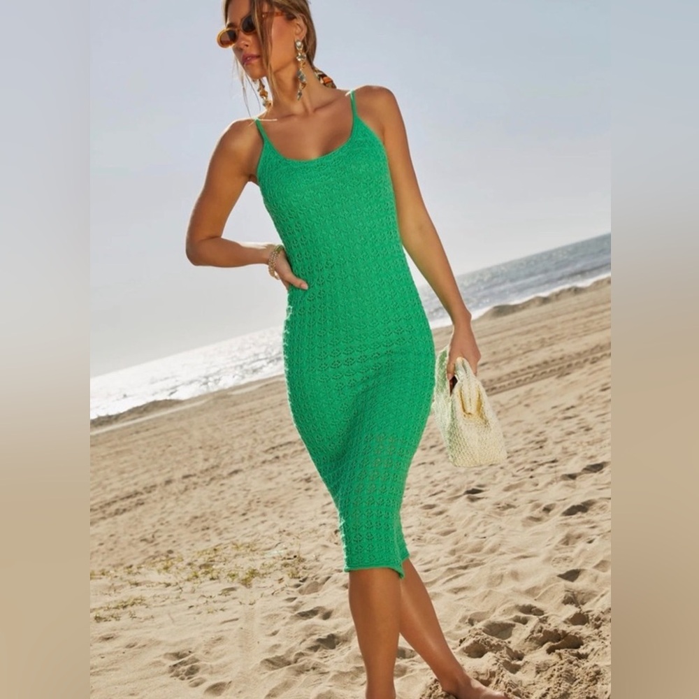 Vici green crochet dress